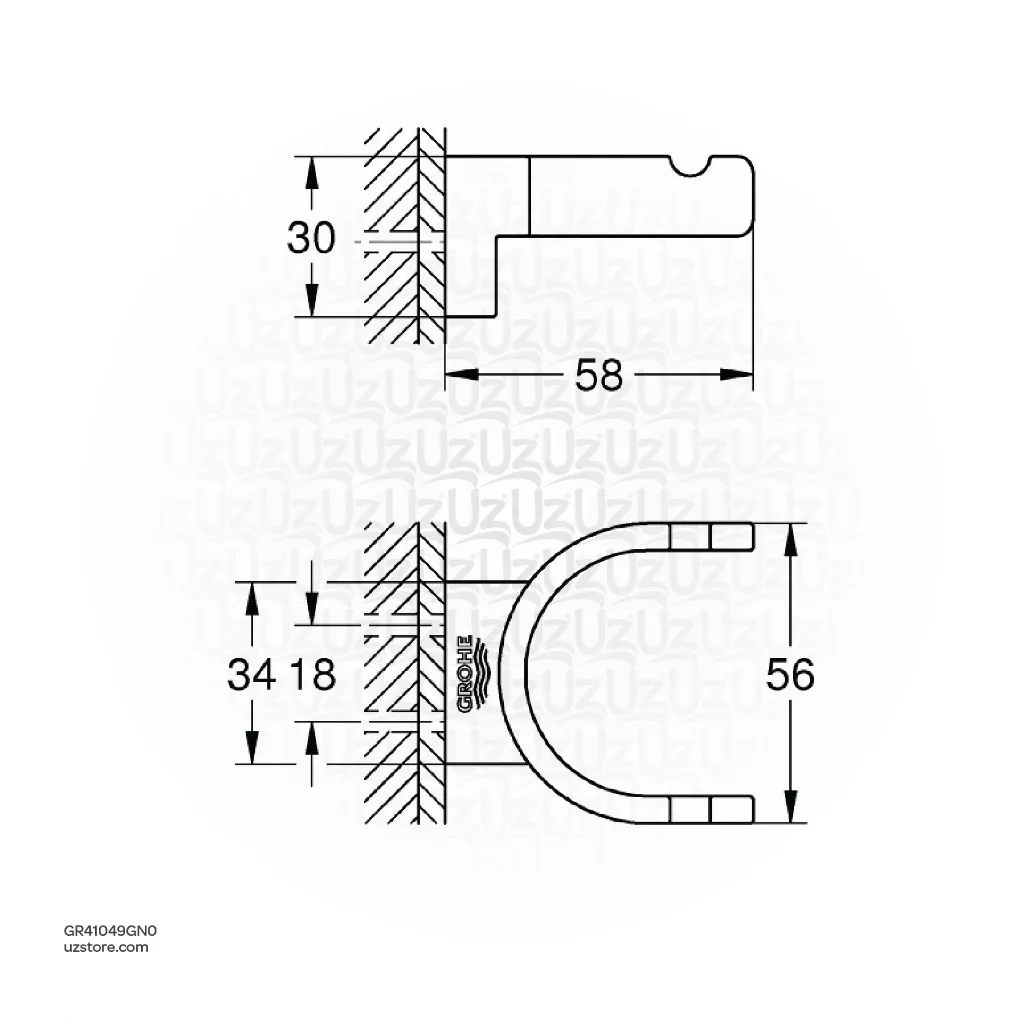 Uzstore GROHE Selection Double robe hook , 41049GN0 , brushed cool sunrise GR41049GN0-02.webp