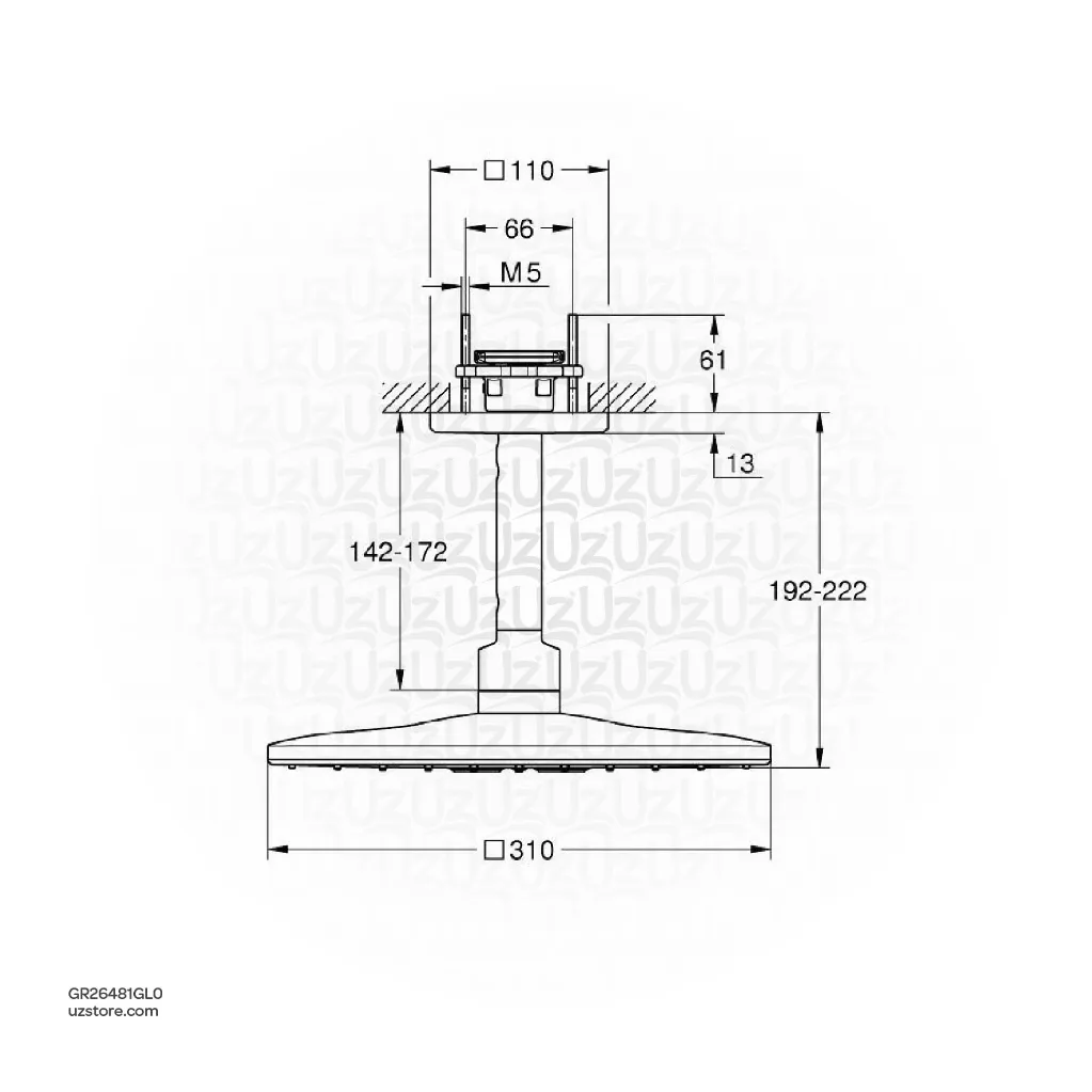 Uzstore GROHE Rainshower SmartActive 310 Cube Head shower set ceiling 142 mm , 2 sprays , 26481GL0 , cool sunrise GR26481GL0-02.webp