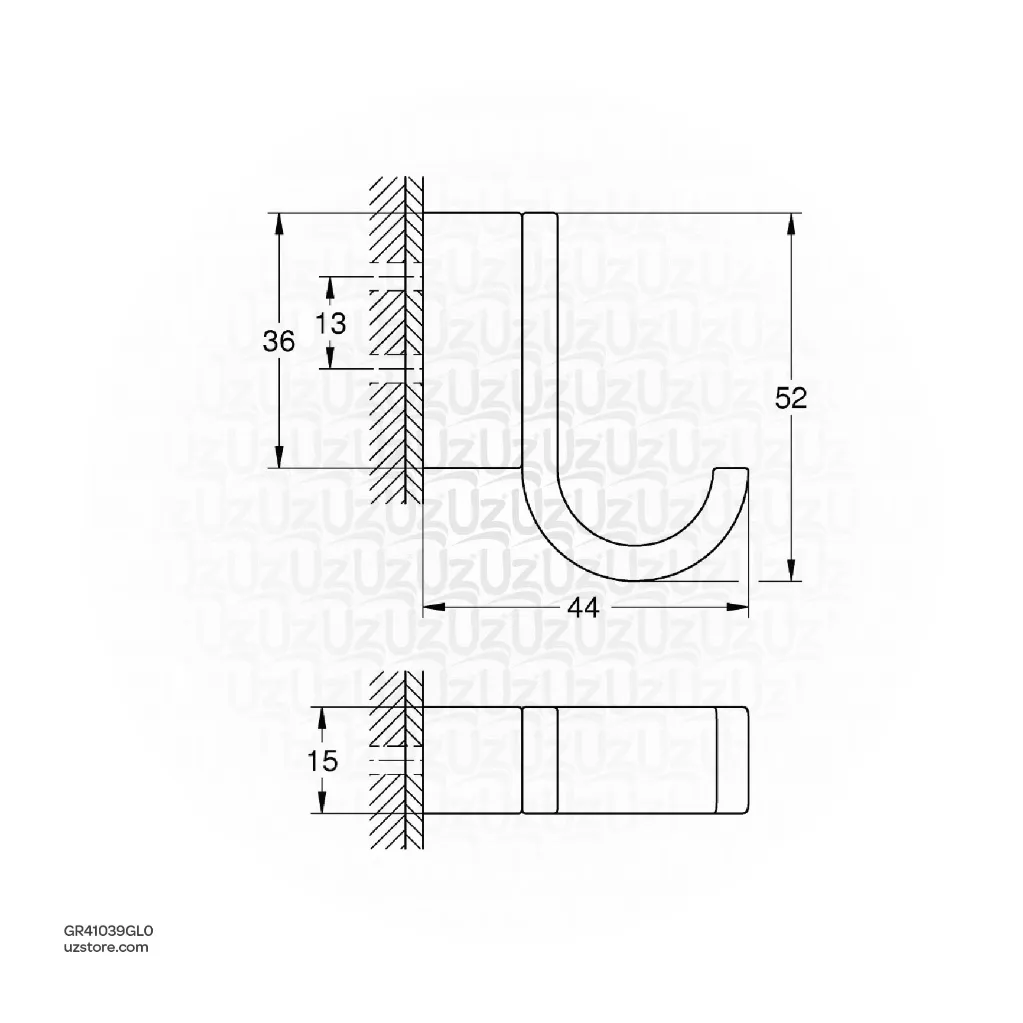 Uzstore GROHE Selection Single robe hook , 41039GL0 , cool sunrise GR41039GL0-02.webp