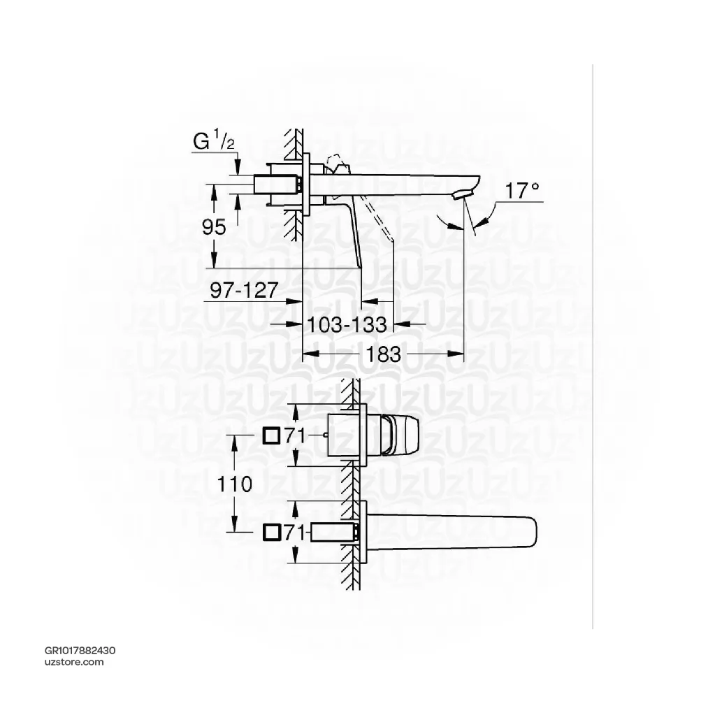 Uzstore GROHE Cubeo 2-hole basin mixer M-Size, 1017882430 GR1017882430-02.webp