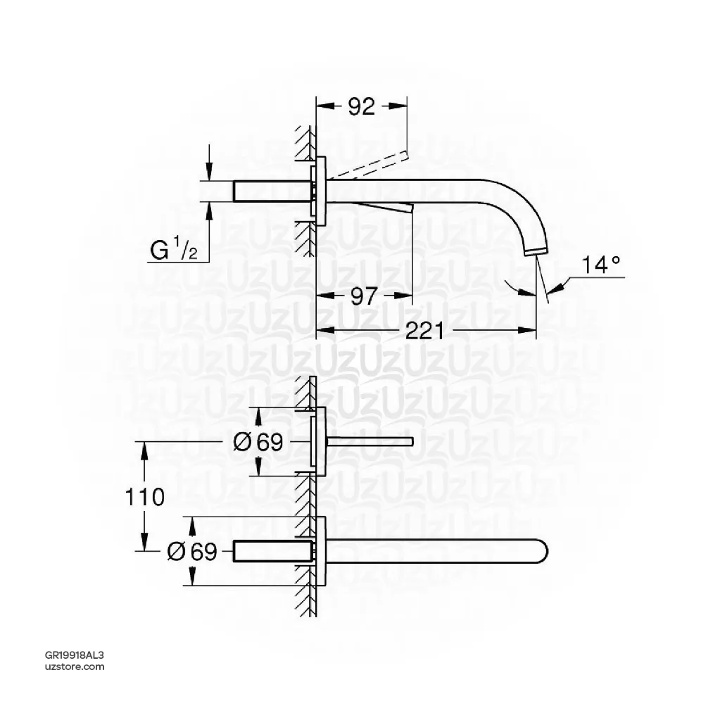 Uzstore Atrio Single-hole basin mixer Half Inch L-Size GR19918AL3-02.webp
