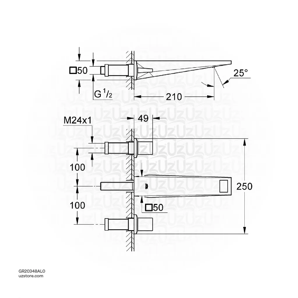 Uzstore GROHE Allure Brilliant 3-hole basin mixer Half inch M-Size , 20348AL0 , brushed hard graphite  GR20348AL0-02.webp