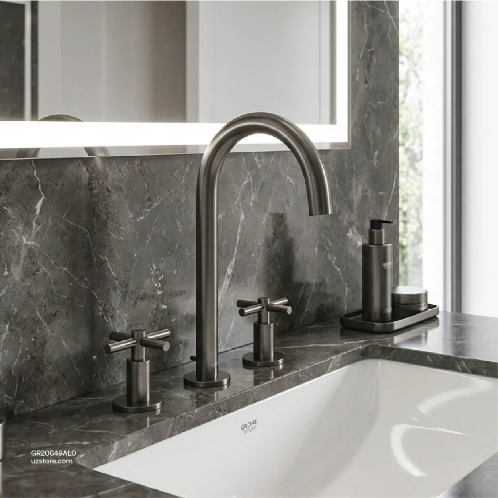 Uzstore GROHE Atrio 3-hole basin mixer Half Inch  L-Size , 20649AL0 , brushed hard graphiteGR24348AL0-04.webp