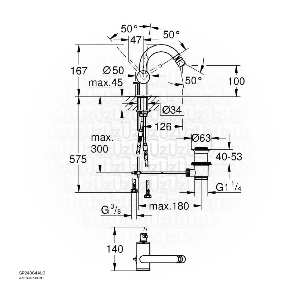Uzstore Atrio Single-lever bidet mixer Half Inch  GR24364AL0-02.webp