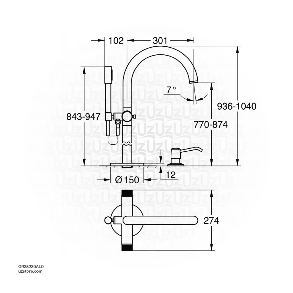 Uzstore GROHE Atrio Private Collection Bath mixer Half inch , 25229AL0 , brushed hard graphite GR25229AL0-02.webp