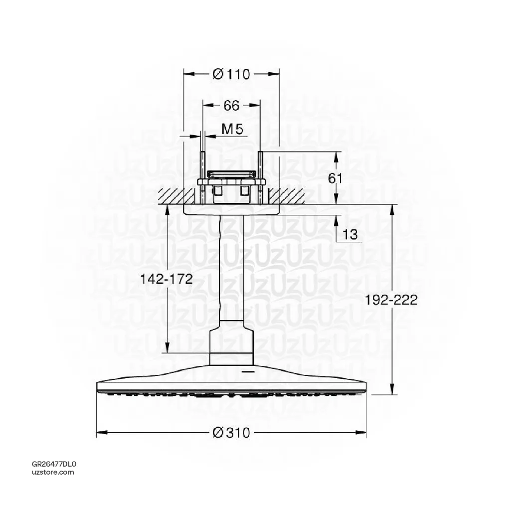 Uzstore  Rainshower SmartActive 310 Head shower set ceiling 142 mm, 2 sprays GR26477DL0-02.webp
