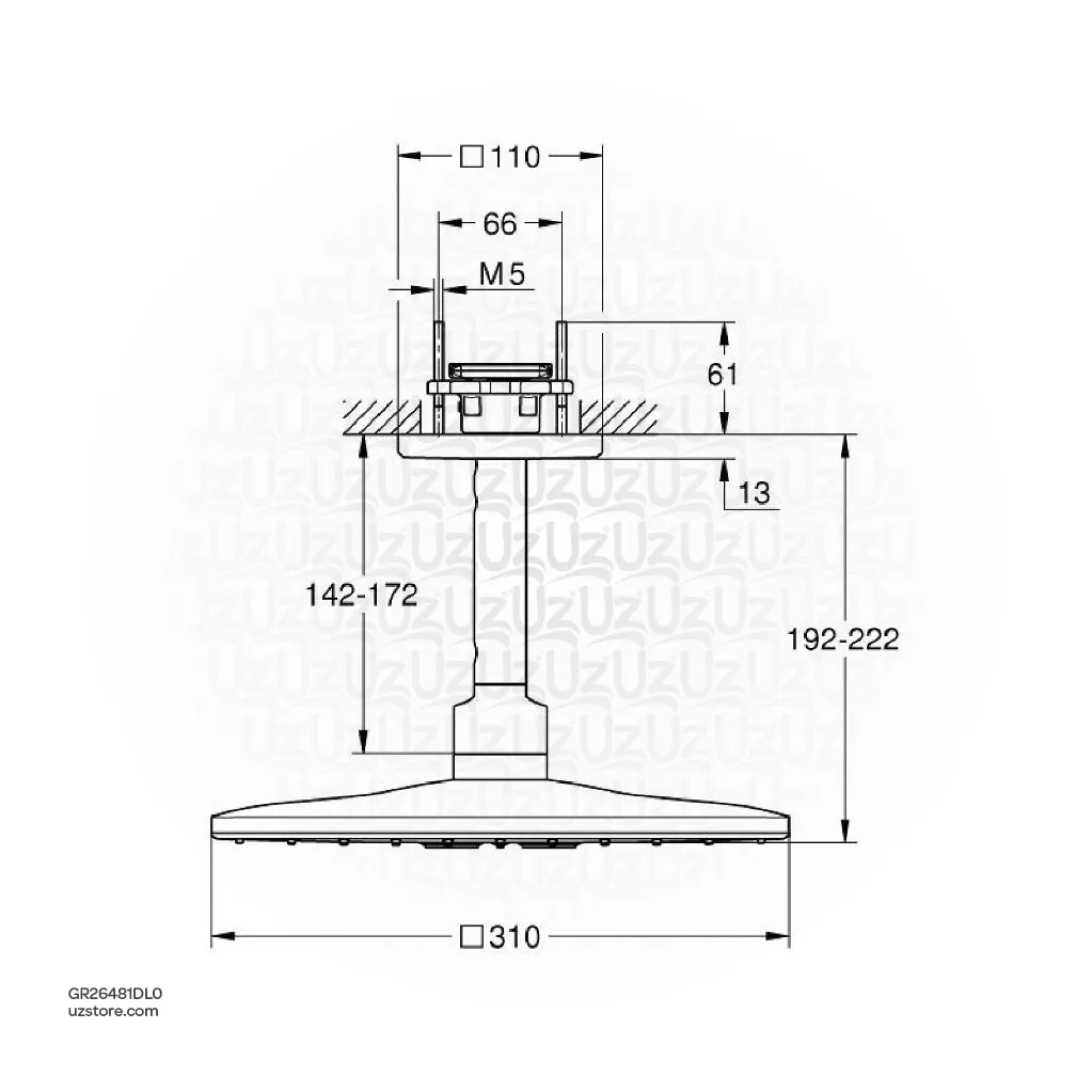 Uzstore   Rainshower SmartActive 310 Cube Head shower set ceiling 142 mm, 2 sprays GR26481DL0-02.webp