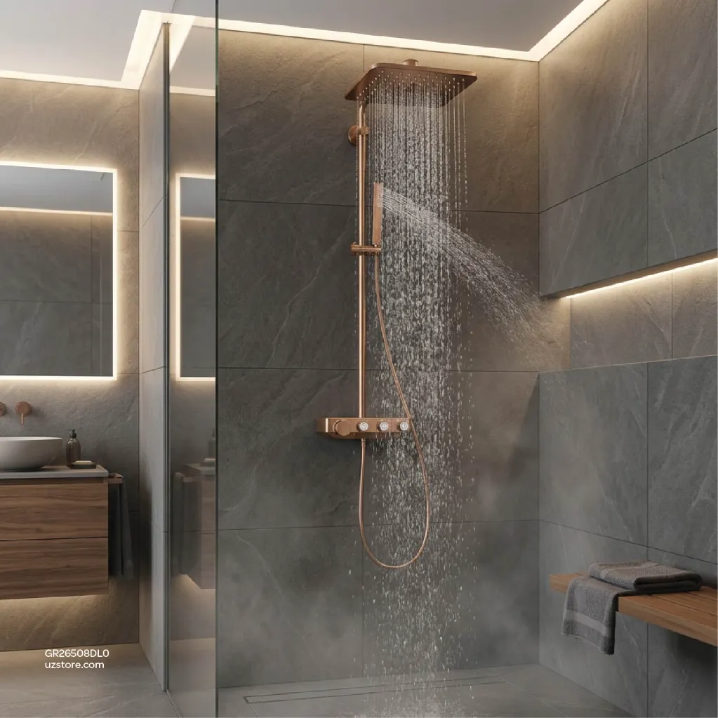 Uzstore GROHE Euphoria SmartControl System 310 Cube Duo Shower system with Safety Mixer for wall mounting , 26508DL0 , brushed warm sunset  GR26508DL0-03.webp