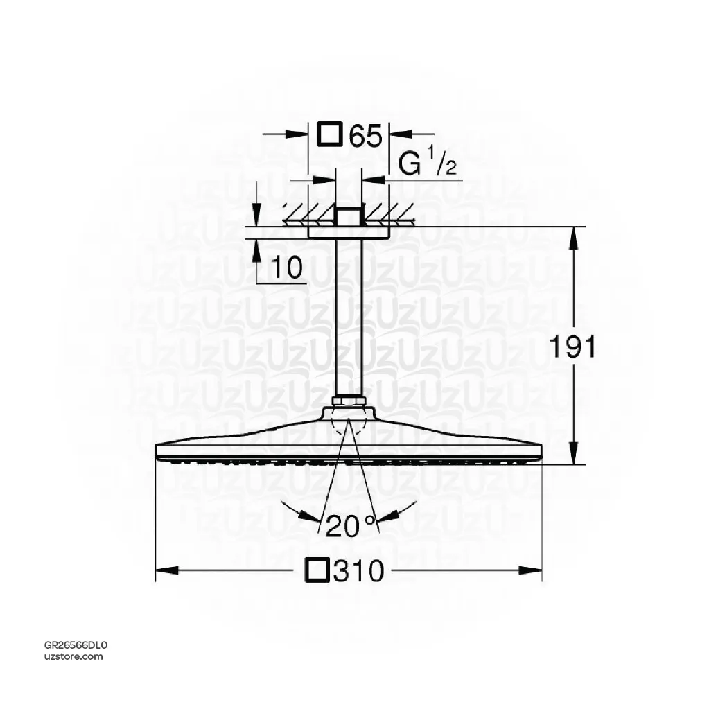 Uzstore GROHE Rainshower Mono 310 Cube Head shower set ceiling 142 mm , 1 spray , 26566DL0 , brushed warm sunset GR26566DL0-02.webp