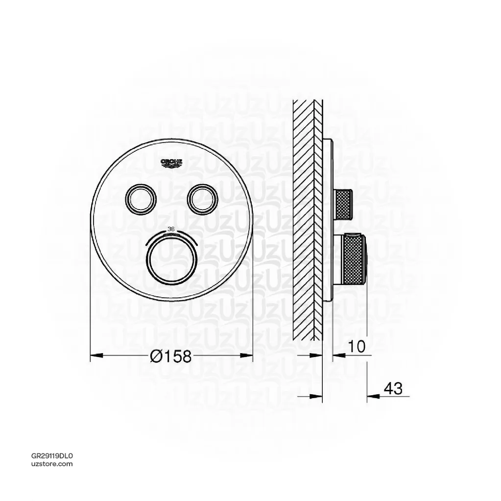 Uzstore GROHE Grohtherm SmartControl Safety mixer for concealed installation with 2 valves , 29119DL0 , brushed warm sunset GR29119DL0-02.webp