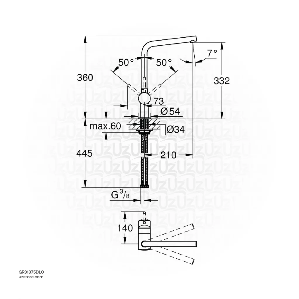 Uzstore GROHE Minta Single-lever sink mixer Half Inch , 31375DL0 , brushed warm sunset GR31375DL0-02.webp