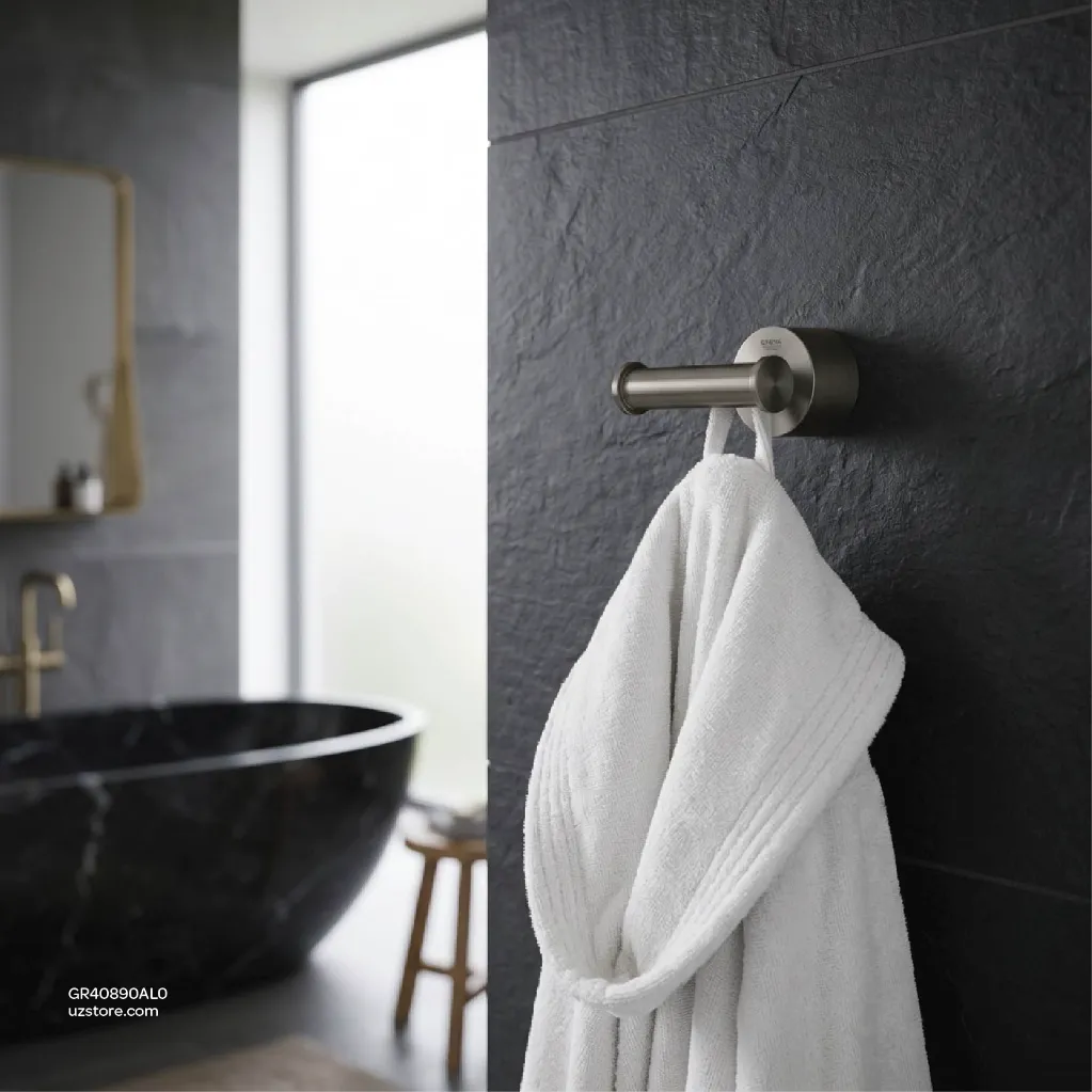 Uzstore GROHE Atrio Bathrobe hook , 40890AL0 , brushed hard graphite  GR40890AL0-03.webp