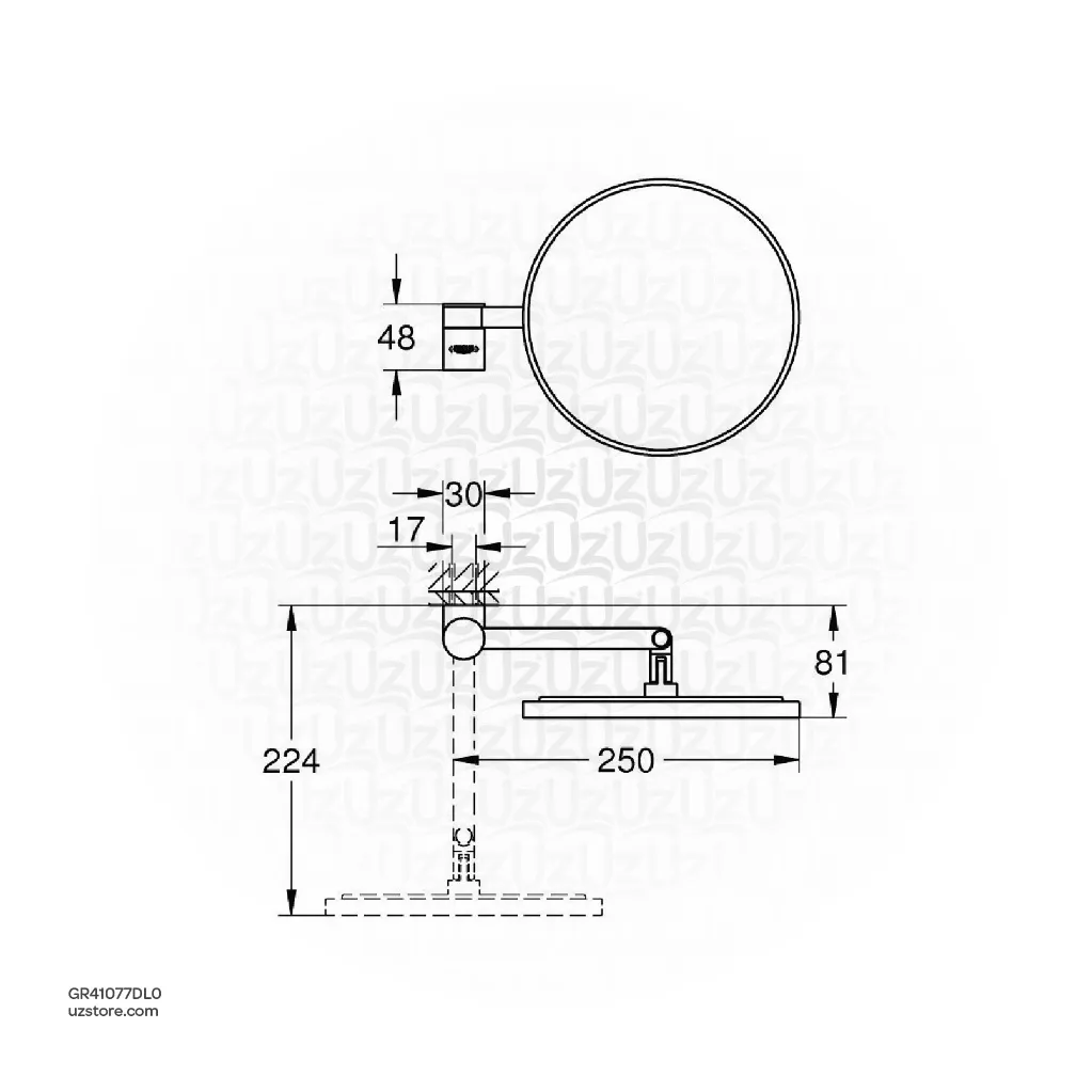 Uzstore GROHE Selection Shaving mirror , 41077DL0 , brushed warm sunset GR41077DL0-02.webp