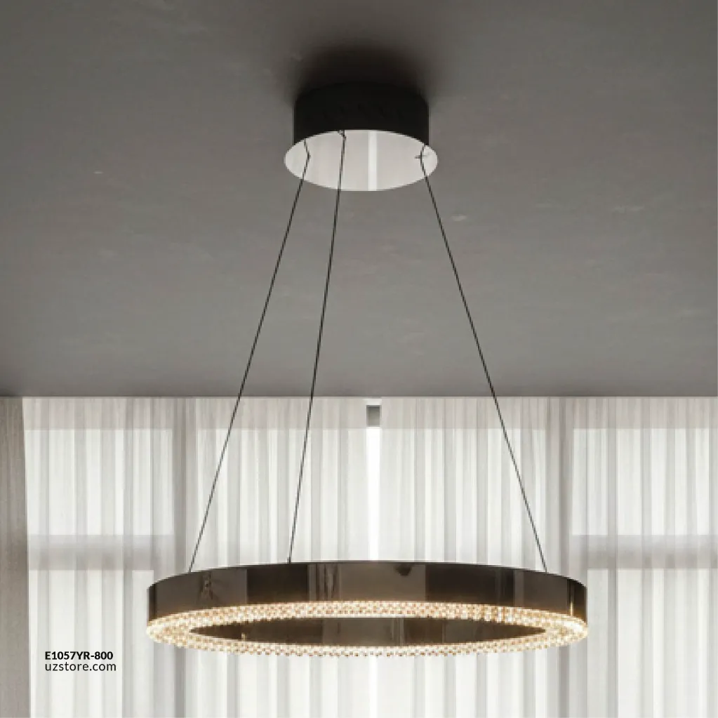 Uzstore OPTARA Pendant Light - Ø 800×H2500mm, 3000K, Stainless steel+Crystal, Mirror black D22830-800 E1057YR-800-03.webp