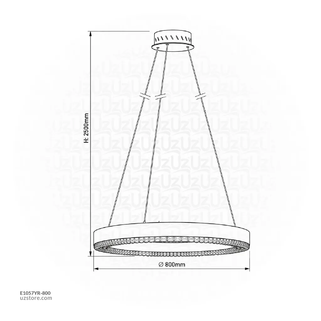 Uzstore OPTARA Pendant Light - Ø 800×H2500mm, 3000K, Stainless steel+Crystal, Mirror black D22830-800 E1057YR-800-02.webp