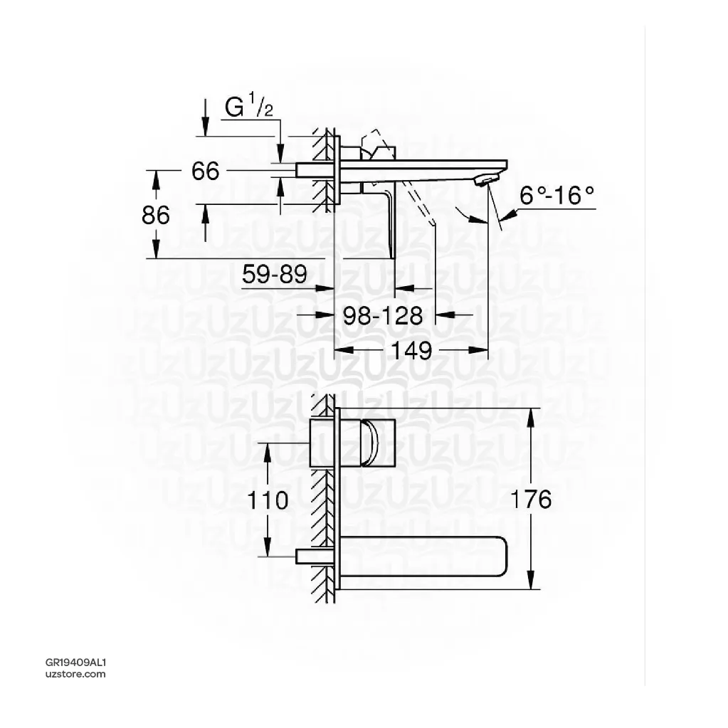 Uzstore GROHE Lineare 2-hole basin mixer M-Size , 19409AL1 , brushed hard graphite GR19409AL1-02.webp