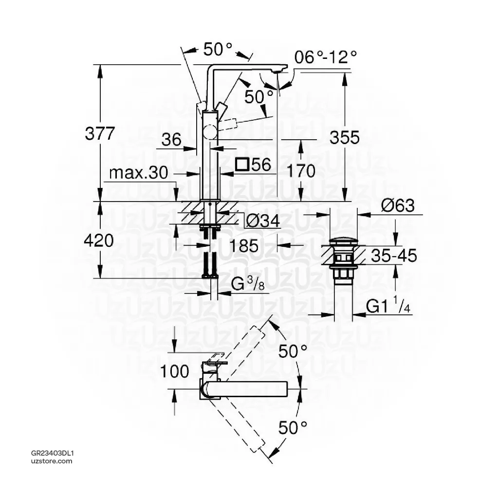 Uzstore GROHE Allure Single-lever basin mixer Half inch XL-Size , 23403DL1 , brushed warm sunset  GR23403DL1-02.webp
