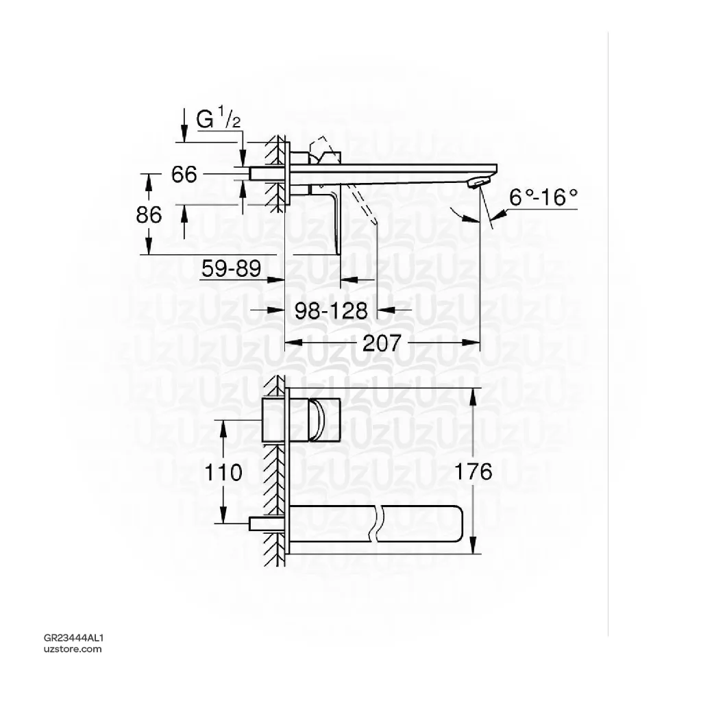 Uzstore GROHE Lineare 2-hole basin mixer L-Size , 23444AL1 , brushed hard graphite GR23444AL1-02.webp
