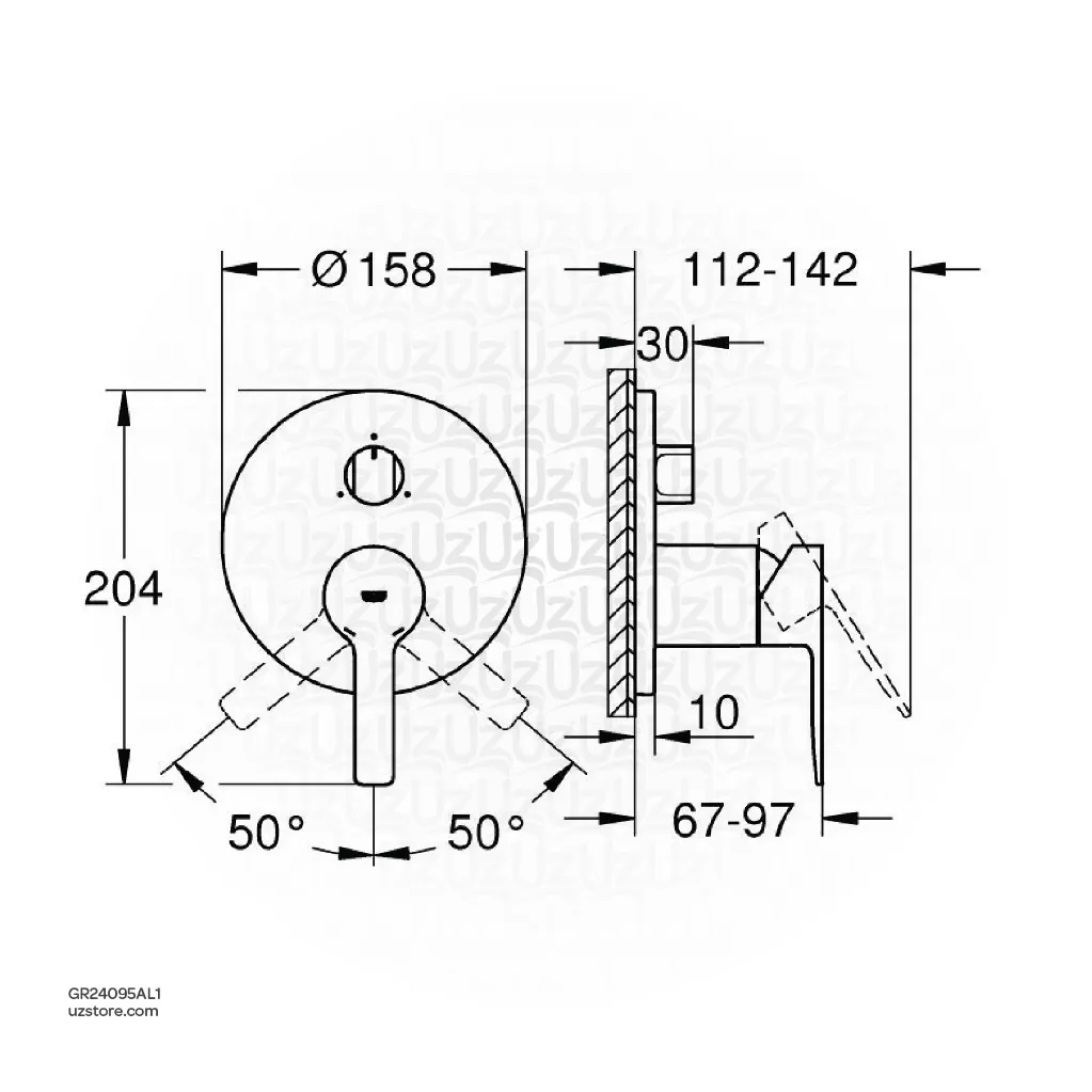 Uzstore GROHE Lineare Single-lever mixer with 3-way diverter , 24095AL1 , brushed hard graphite GR24095AL1-02.webp