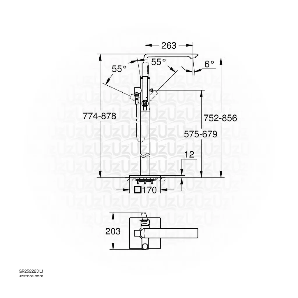 Uzstore GROHE Allure Single-lever bath mixer Half inch , floor mounted , 25222DL1 , brushed warm sunset GR25222DL1-02.webp