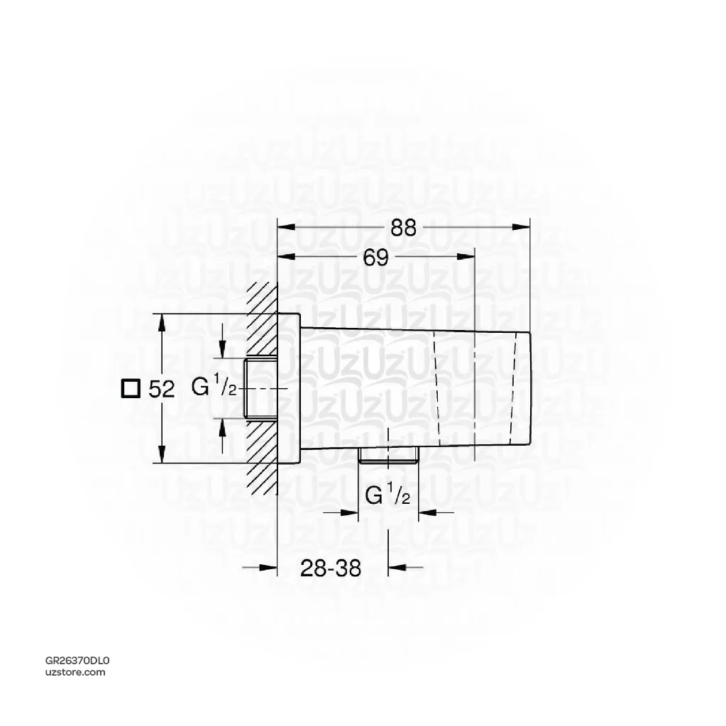Uzstore GROHE Euphoria Cube Shower outlet elbow Half Inch , 26370DL0 , brushed warm sunset GR26370DL0-02.webp