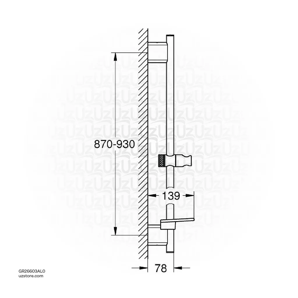 Uzstore GROHE Rainshower SmartActive Shower rail , 900 mm , 26603AL0 , brushed hard graphite  GR26603AL0-02.webp