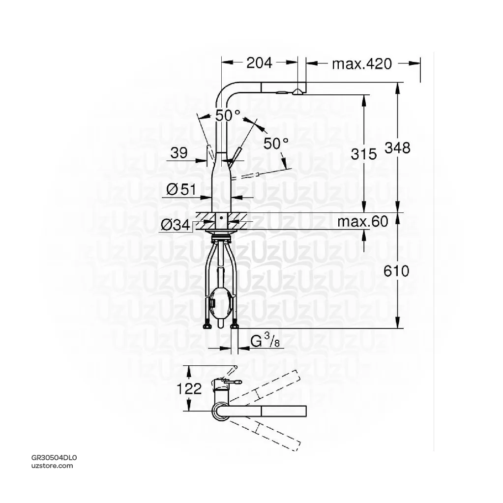 Uzstore GROHE Essence Single-lever sink mixer Half inch , 30504DL0 , brushed warm sunset GR30504DL0-02.webp