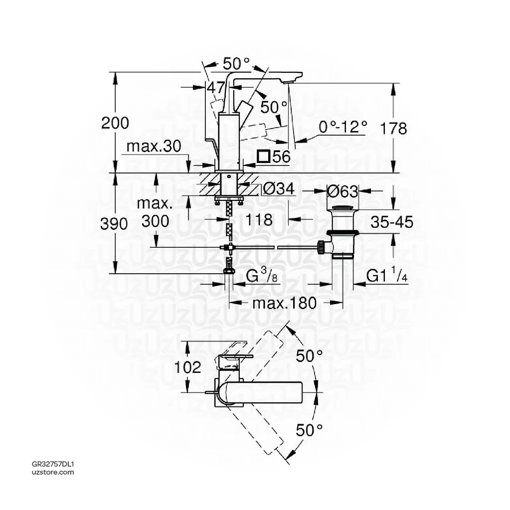 Uzstore  GROHE Allure Single-lever basin mixer Half inch M-Size , 32757DL1, brushed warm sunset GR32757DL1-02.webp