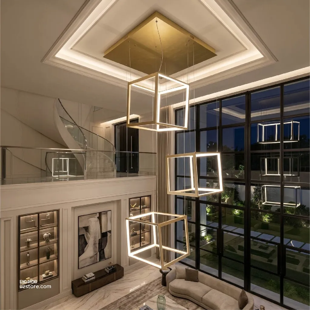 Uzstore Led Pendant Light  Square ABM-9917 150W gold  E1041DB-02.webp