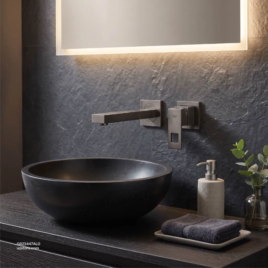 Uzstore GROHE Eurocube 2-hole basin mixer M-Size , 23447AL0 , brushed hard graphite GR23447AL0-03.webp
