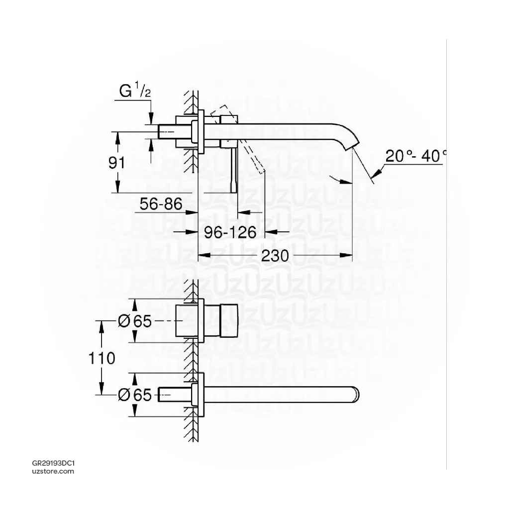 Uzstore GROHE Essence 2-hole basin mixer L-Size , 29193DC1 , supersteel  GR29193DC1-02.webp