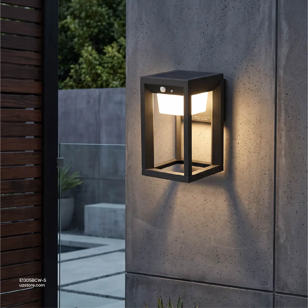 Uzstore OPTARA Outdoor Wall Light - 5WW, 3000-3500K, Aluminum+PC (UV Protected), Matt Black SH-W21015TPC  E1305BCW-S-05.webp