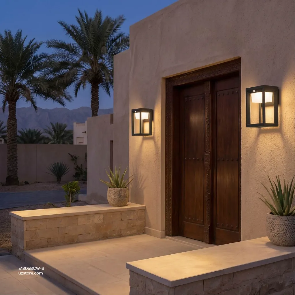 Uzstore OPTARA Outdoor Wall Light - 5WW, 3000-3500K, Aluminum+PC (UV Protected), Matt Black SH-W21015TPC  E1305BCW-S-04.webp