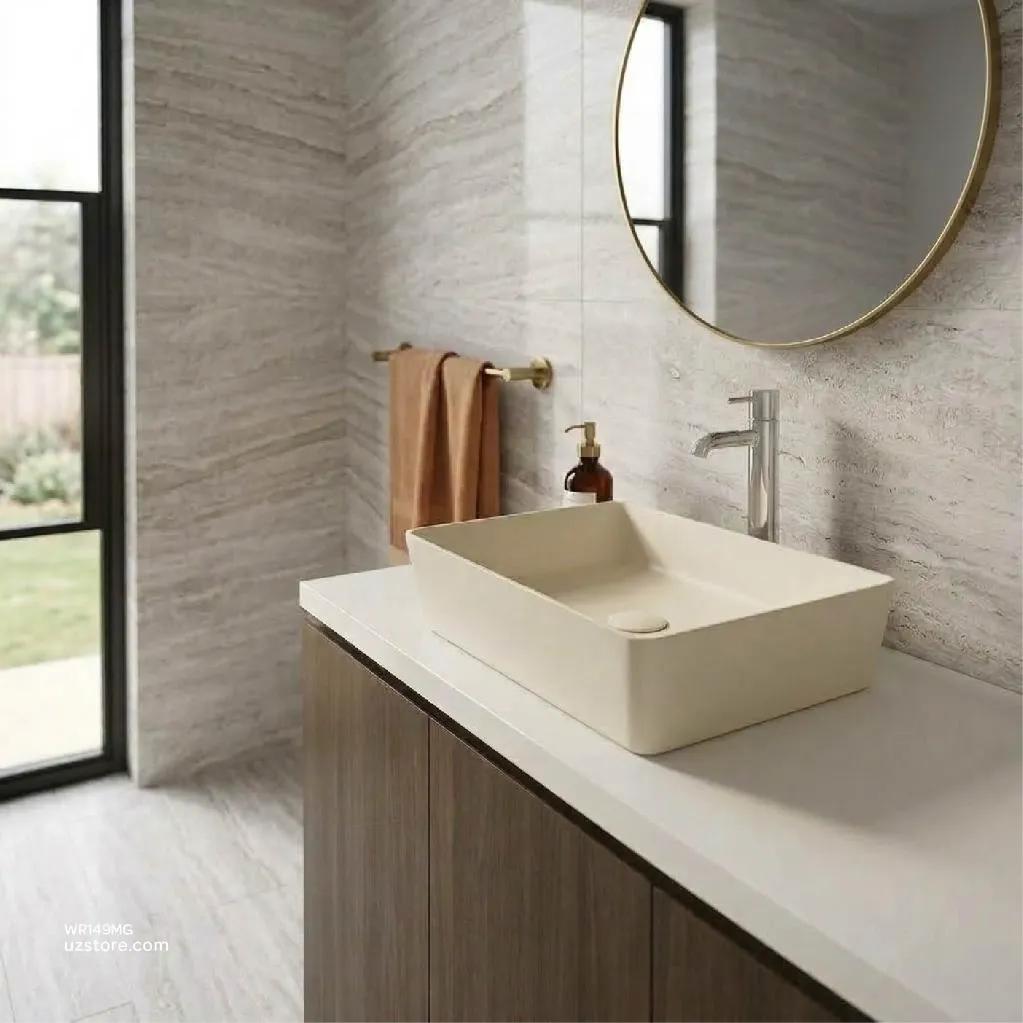 Uzstore RAK Ceramic Feeling Counter Top Wash Basin Rectangle 50CM - FEECT5000505A MATT GREIGE WR149MG-04.webp