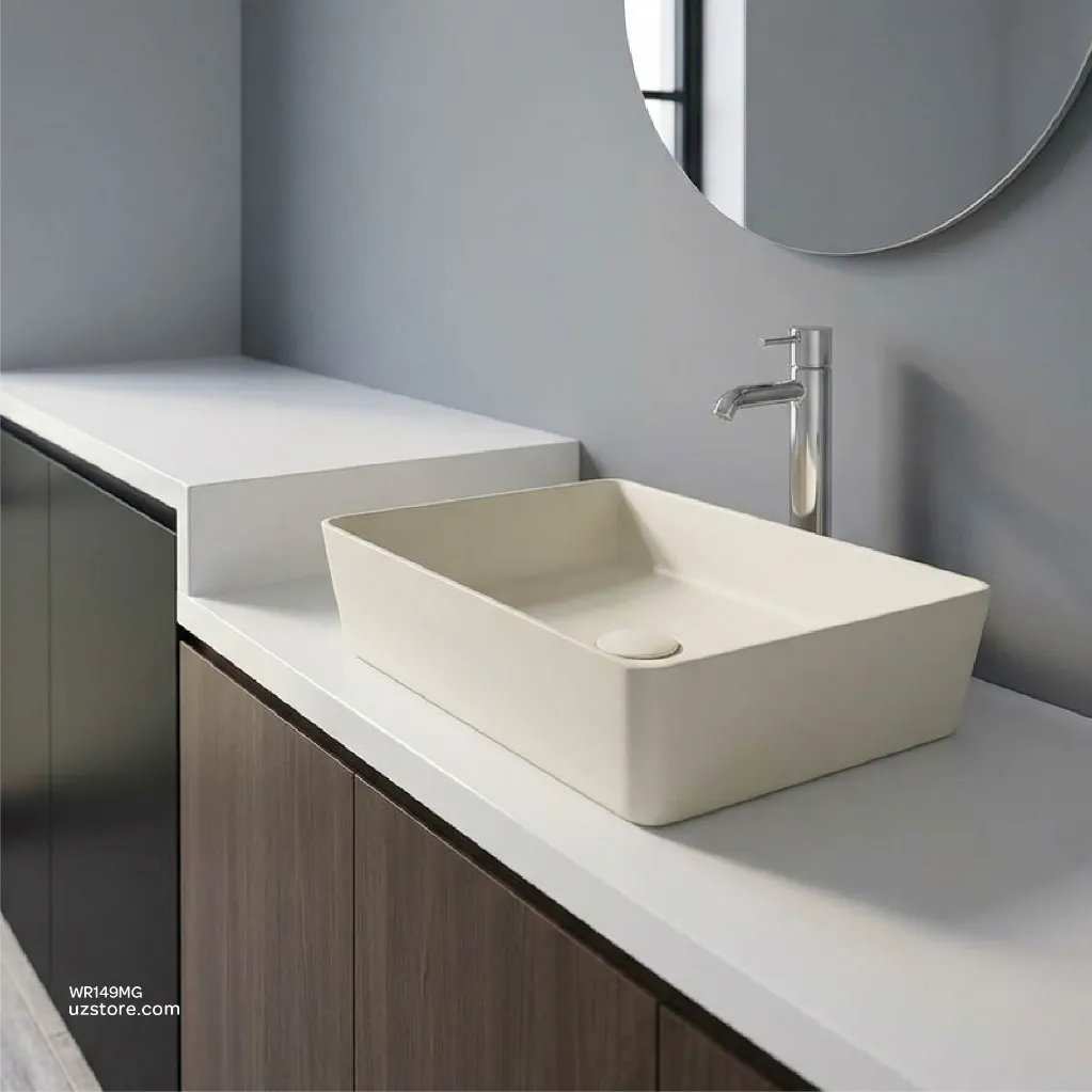 Uzstore RAK Ceramic Feeling Counter Top Wash Basin Rectangle 50CM - FEECT5000505A MATT GREIGE WR149MG-03.webp