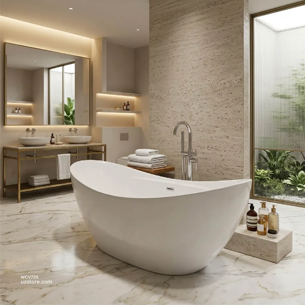 Uzstore Banyu (Oval) CX.12.007200 Free Stand 1700x740x710mm Acrylic bathtub  730x1720 WCV729-03.webp