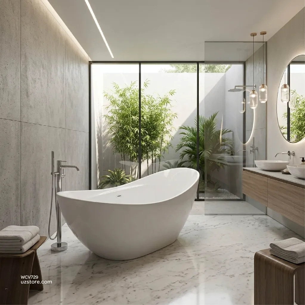 Uzstore Banyu (Oval) CX.12.007200 Free Stand 1700x740x710mm Acrylic bathtub  730x1720 WCV729-04.webp