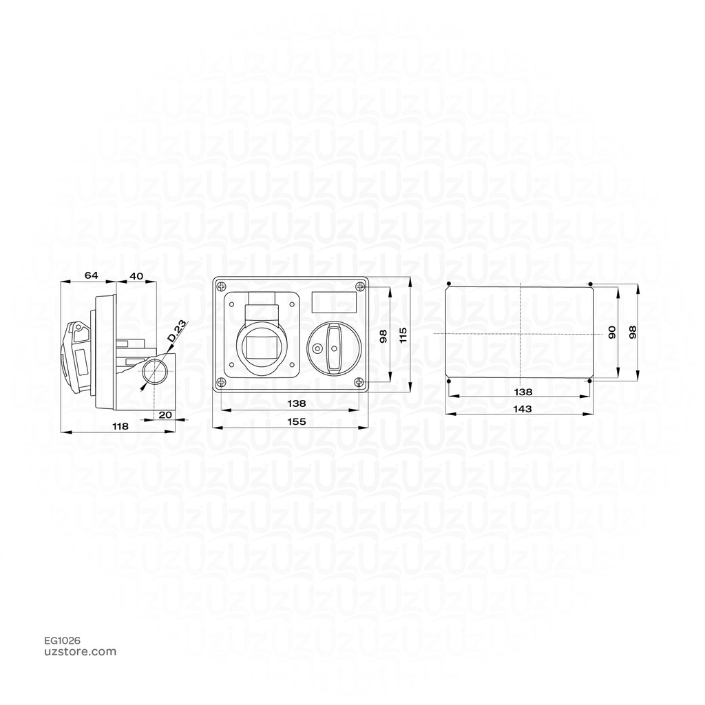 GEWISS Interlocked Socket Horizontal 32A 5PIN IP44(GW66020)