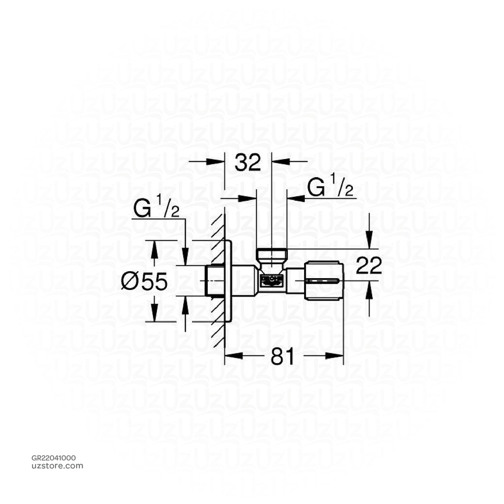GROHE Angle valve 1/2" , 22041000 , chrome