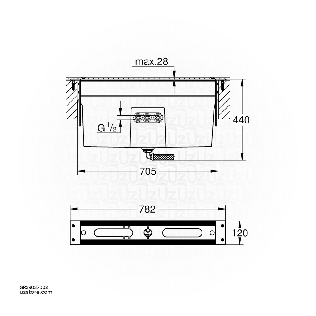GROHE 4/5-hole bath/shower combination (optional) , 29037002 , 