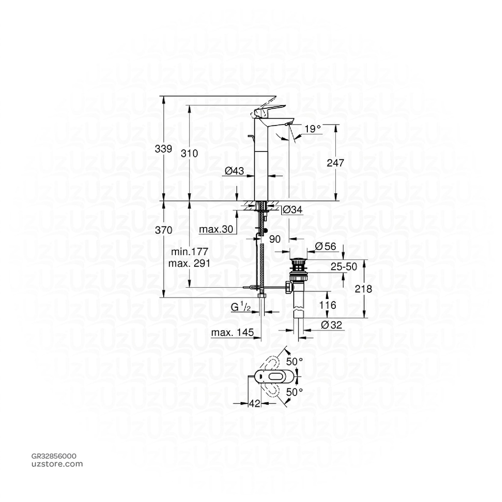 GROHE BauLoop Single-lever basin mixer 1/2" , 32856000 , chrome