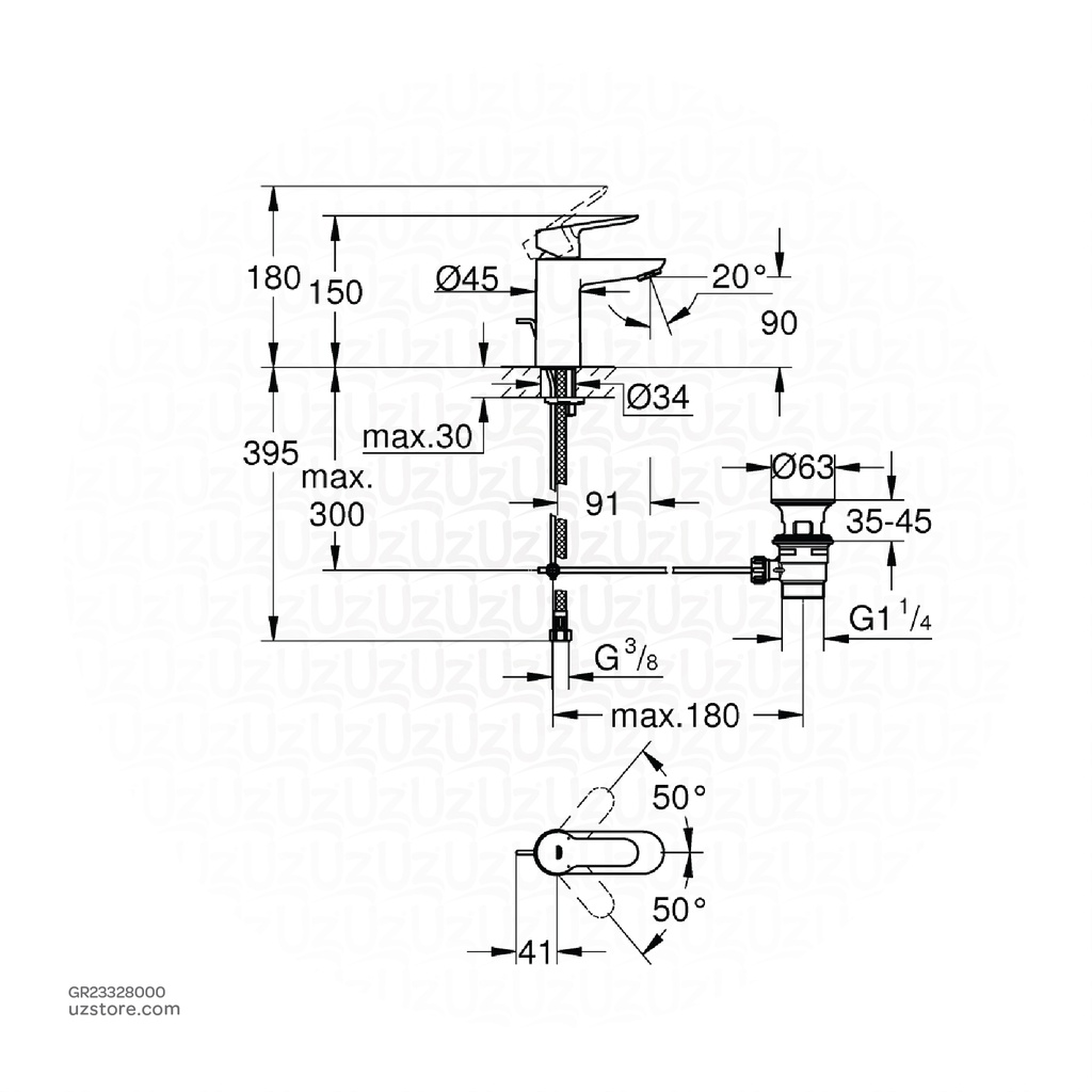 GROHE BauEdge Single-lever basin mixer 1/2"
S-Size , 23328000 , chrome