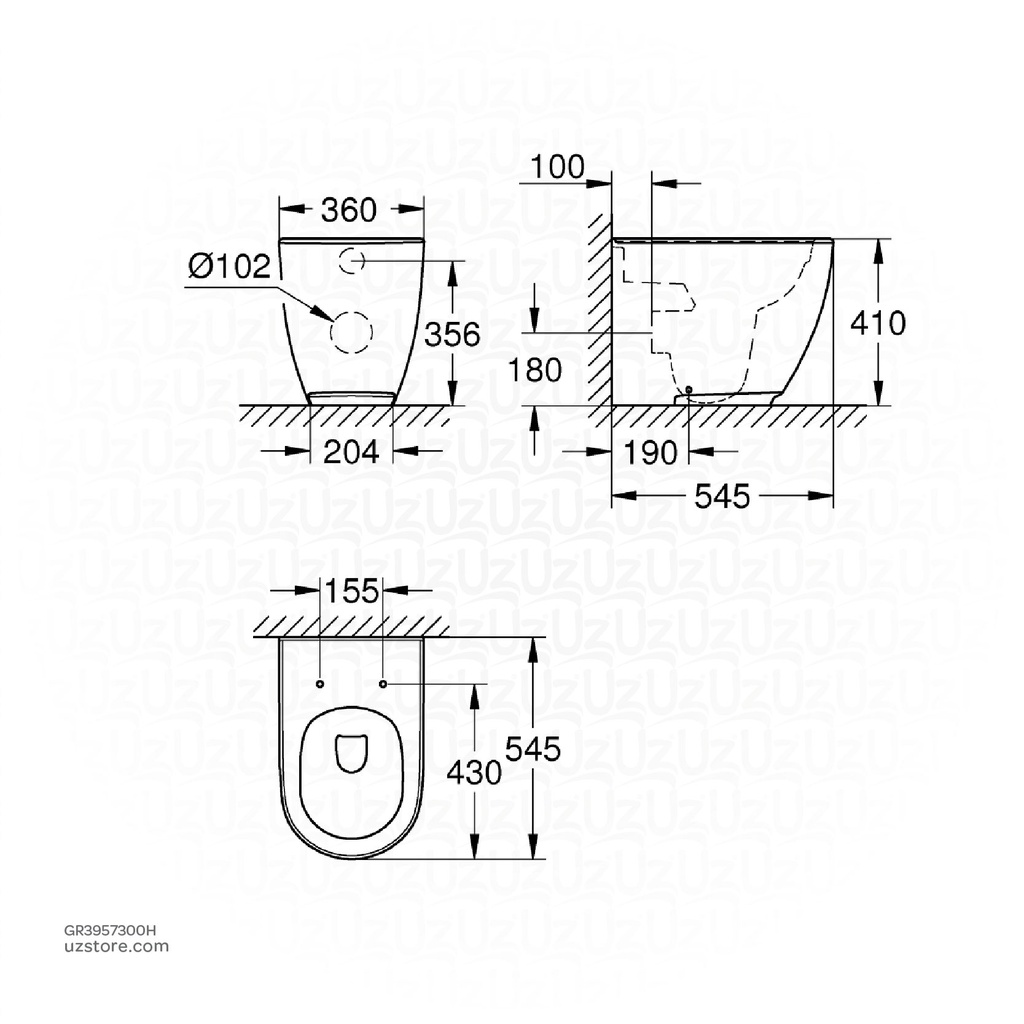 GROHE Essence Floor standing back to wall WC , 3957300H , alpine white