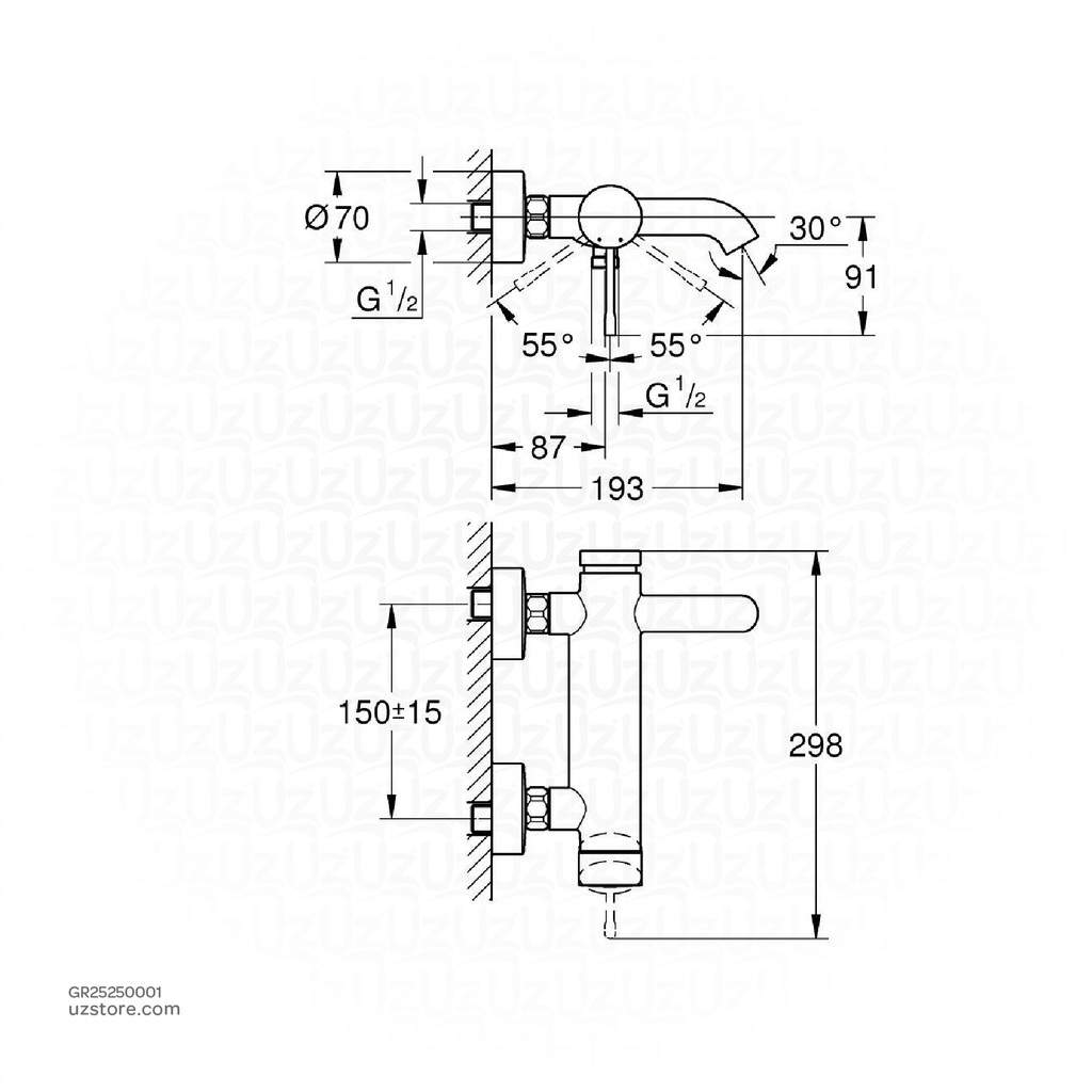 GROHE Essence Single-lever bath mixer 1/2" , 25250001 , chrome