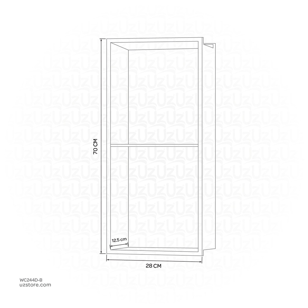 Matte Black Stainless steel Double Niche wall with light  , B2023B-LED-L