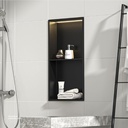 Matte Black Stainless steel Double Niche wall with light  , B2023B-LED-L