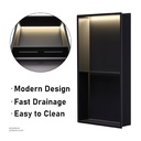 Matte Black Stainless steel Double Niche wall with light  , B2023B-LED-L