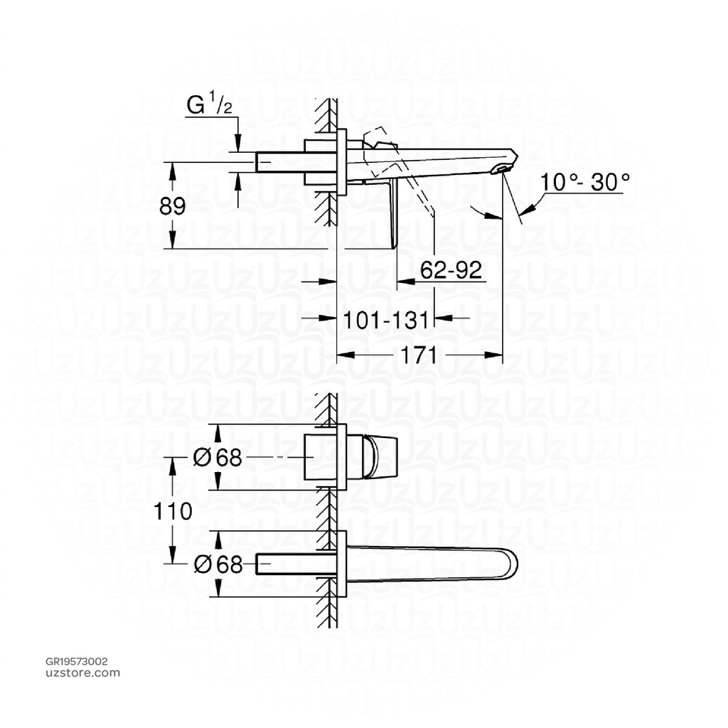 GROHE Eurodisc Cosmopolitan 2-hole basin mixer
M-Size , 19573002 , chrome