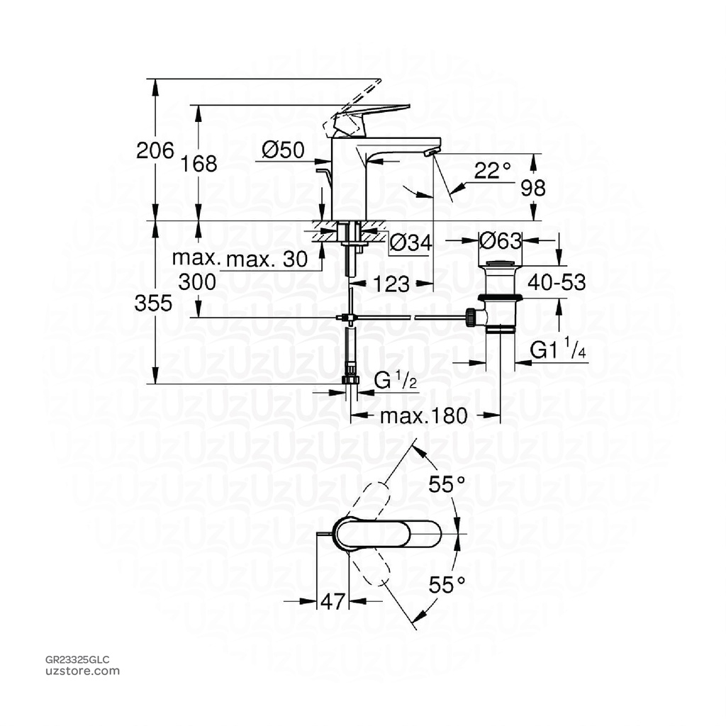 GROHE Eurocosmo Single-lever basin mixer 1/2" M-Size , 23325GLC , Cool Sunrise