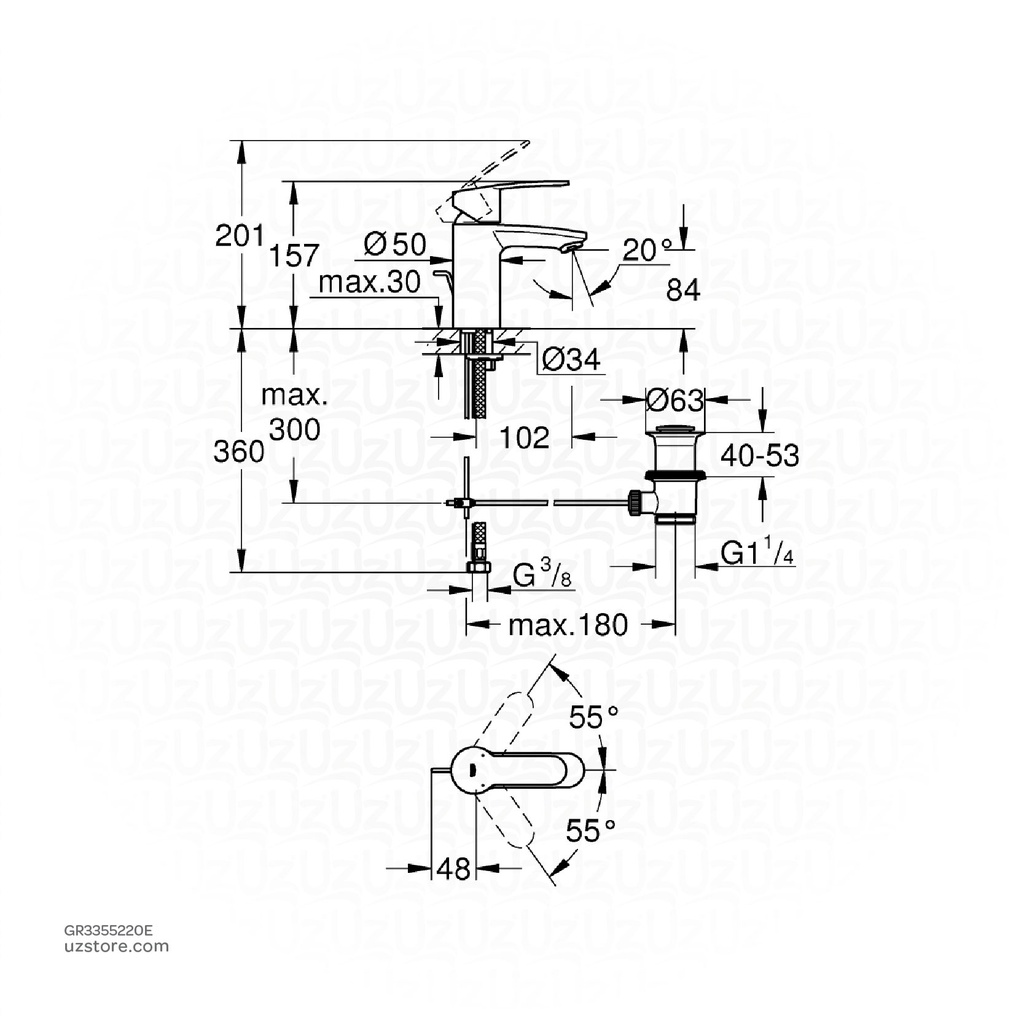 GROHE Eurostyle Cosmopolitan Single-lever basin mixer 1/2"
S-Size , 3355220E , chrome